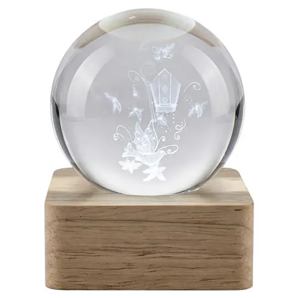 Souvenir de Confirmation sphère en cristal illuminée à piles LED blanc froid 6 cm