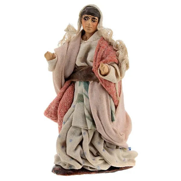 Femme debout avec bras ouverts pour crèche napolitaine de 8 cm