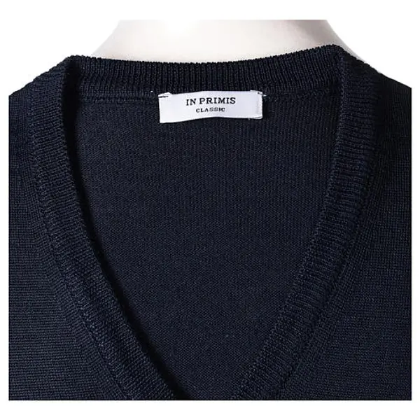 Pull sans manches prêtre bleu jersey simple 50% acrylique 50% laine mérinos In Primis