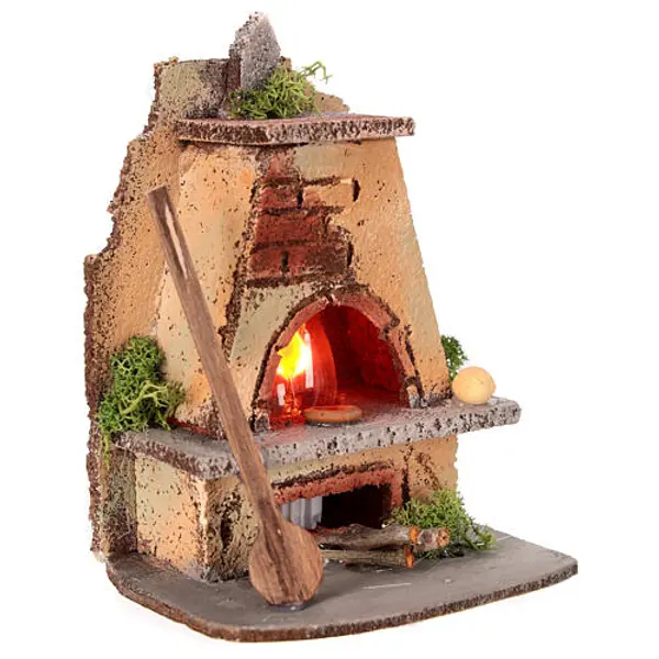 Four effet maçonnerie lumière feu crèche napolitaine 15x10x10 cm crèche 8-10 cm