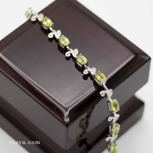 Bracelet femme argent avec pierre verte | Péridot