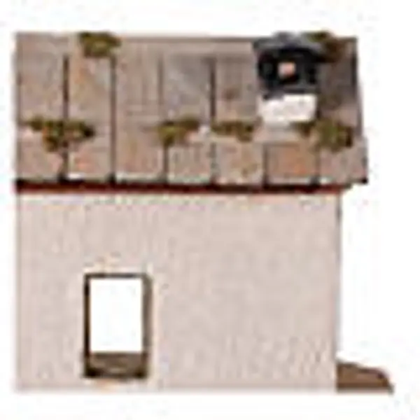 Chalet en bois avec four inspiration nordique 25x45x30 cm pour santons 10 cm