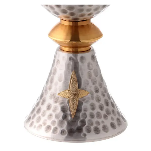 Calice ciboire martelés croix base bicolore
