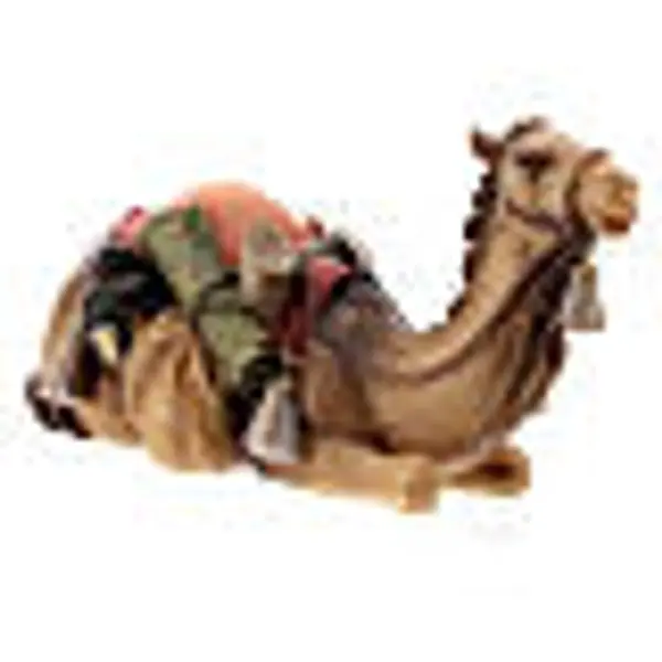 Chamelier avec chameau accroupi crèche Original bois peint Val Gardena 10 cm