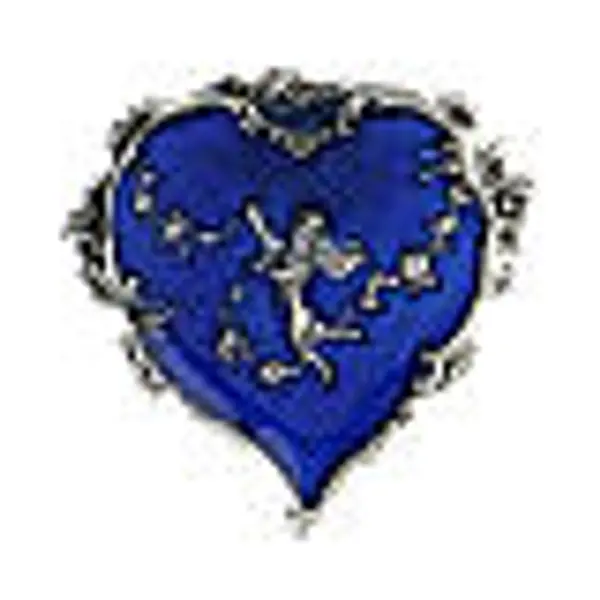 Broche coeur émaillé bleu ange fleurs