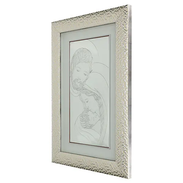 Tableau Sainte Famille argent bilaminé encadrement Valenti 70x45 cm