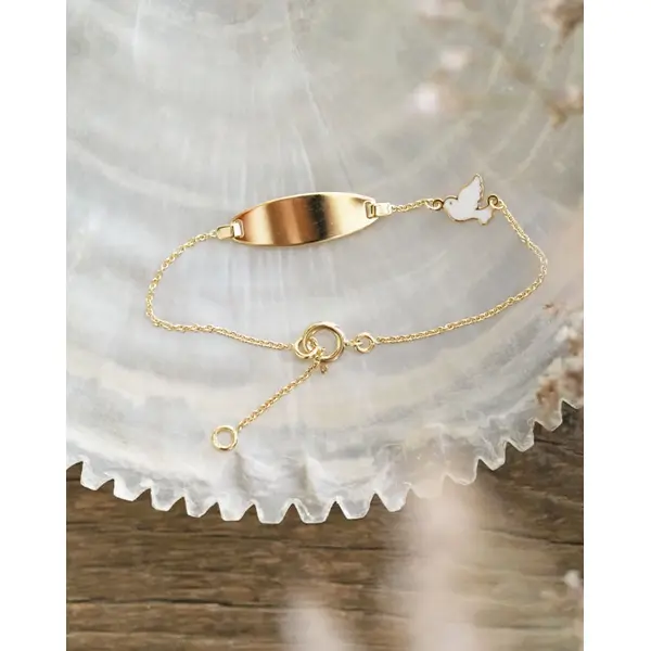 Gourmette Colombe personnalisable | Or 18 carats