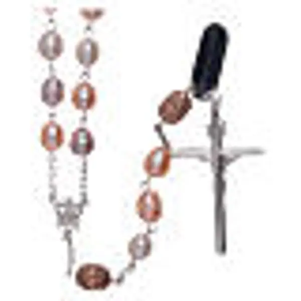 Chapelet argent 925 perles eau douce 7 mm ovales pater rosés 7 mm