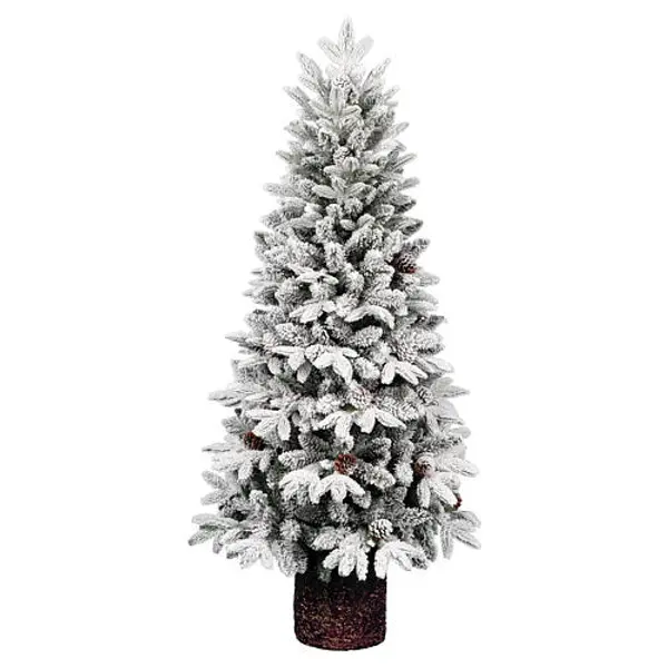 Sapin de Noël Pinetto enneigé en pot 120 cm poly PVC