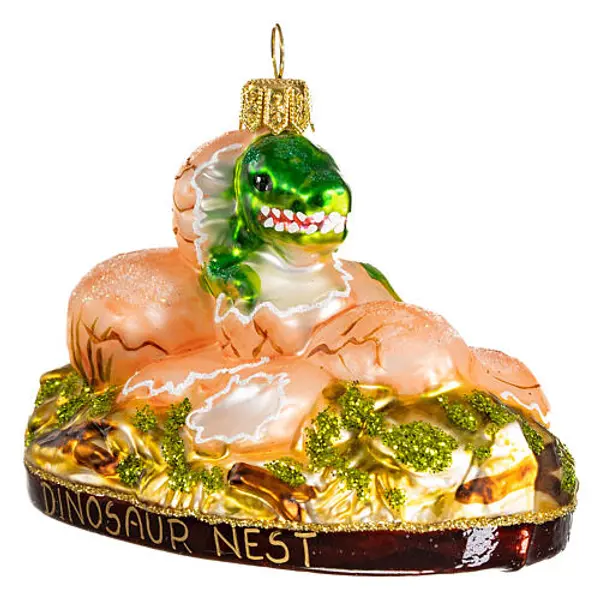 Nid oeufs de dinosaure décoration sapin Noël verre soufflé