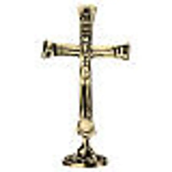 Croix Néocatéchuménale laiton doré 24K base 15 cm