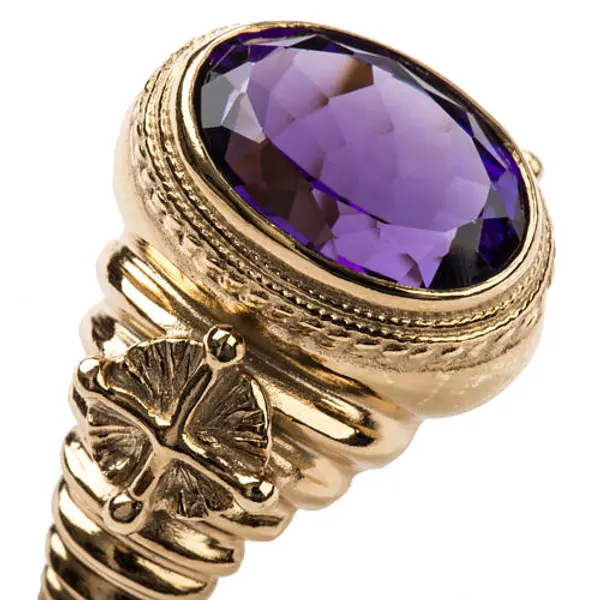 Anneau épiscopal argent 925 améthyste croix