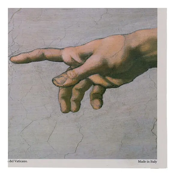 Création d'Adam détails mains impression sur toile de lin 35x25 cm