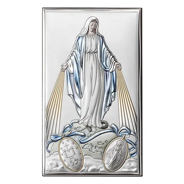 Tableau Notre-Dame des Grâces bilaminé argent couleurs Valenti Argenti 15x9 cm