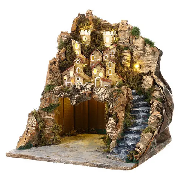 Cabane rustique 35x30x30 cm village crèche napolitaine 8-10 cm