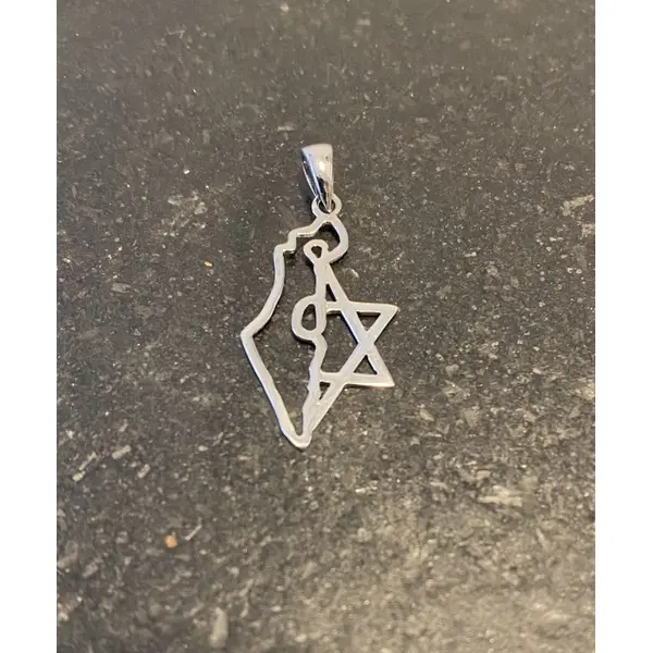 Pendentif carte d'Israël en argent