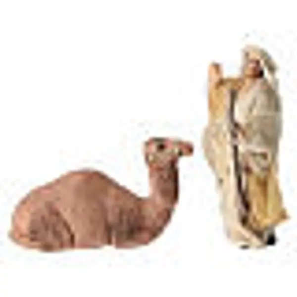 Chamelier et chameau assis 6 cm crèche Napolitaine