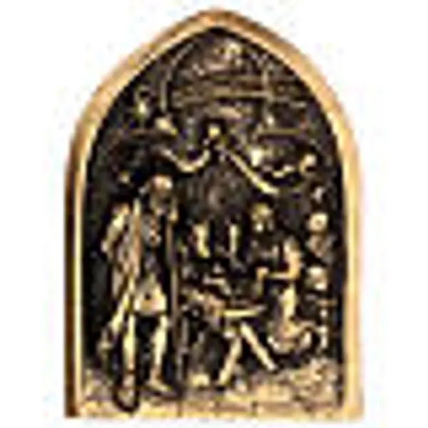 Bas-relief Nativité poudre de marbre dorée 20 cm