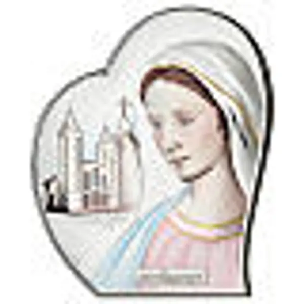 Coeur Notre-Dame de Medjugorje bilaminé coloré 11x9 cm Valenti