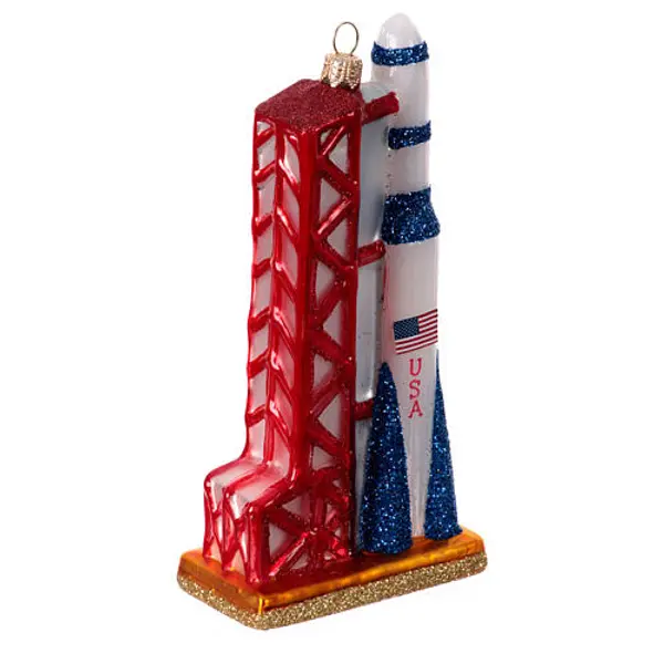 Fusée verre soufflé 15 cm ornement sapin Noël