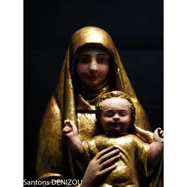Statue de Vierge dorée en plâtre