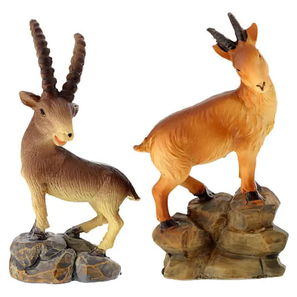Daim et bouquetin en résine 10 cm pour crèche 12-14 cm