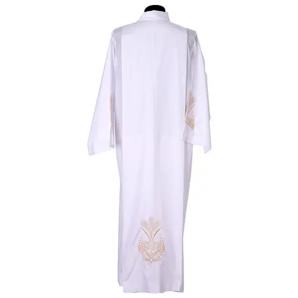 Aube avec plis blanc broderie épis et raisin