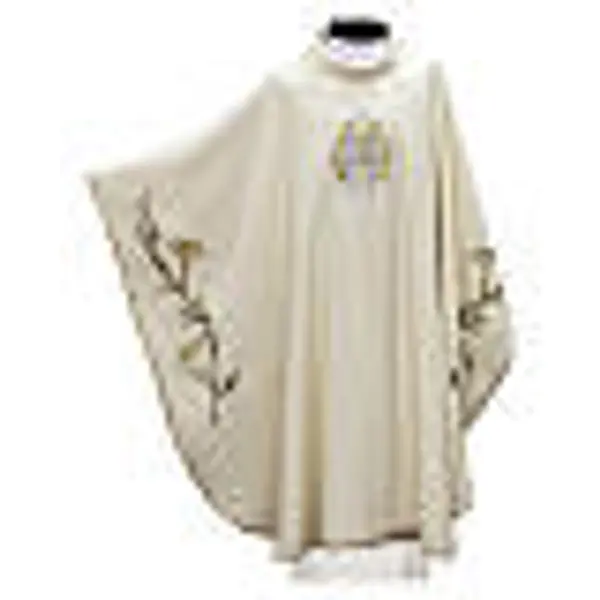 Chasuble mariale blanche manches lys polyester