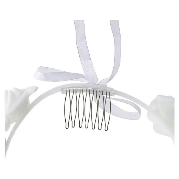 Couronne Première Communion pour petite fille avec roses et peigne 22 cm
