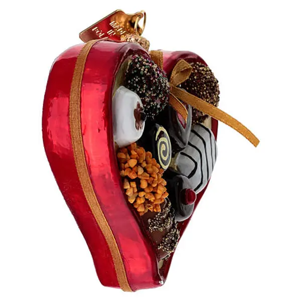 Boîte de chocolats en forme de cœur décoration en verre soufflé sapin de Noël