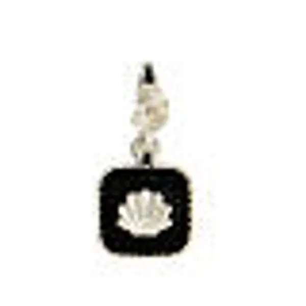 Boucles d'oreille anneaux argent 925 carré noir avec coquillage HOLYART