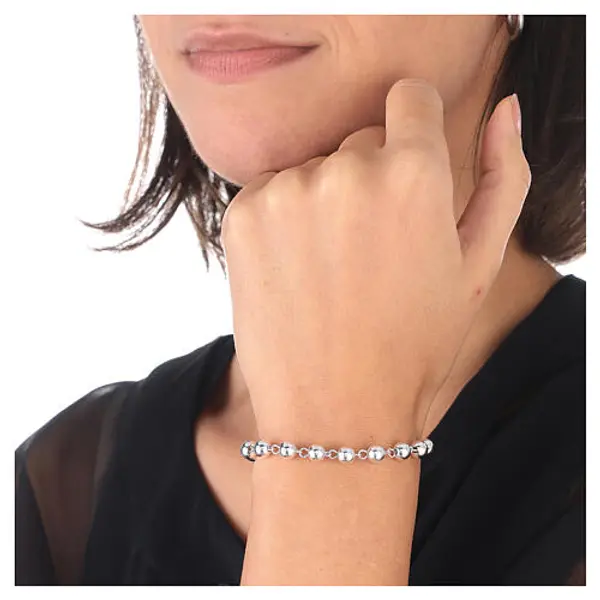 Bracelet grains 6 mm argent 925 et croix tau