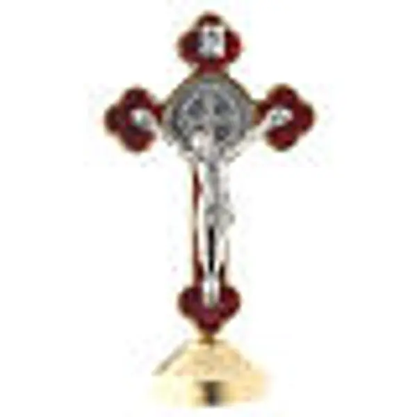 Croix de St. Benoît style gothique en métal rouge table