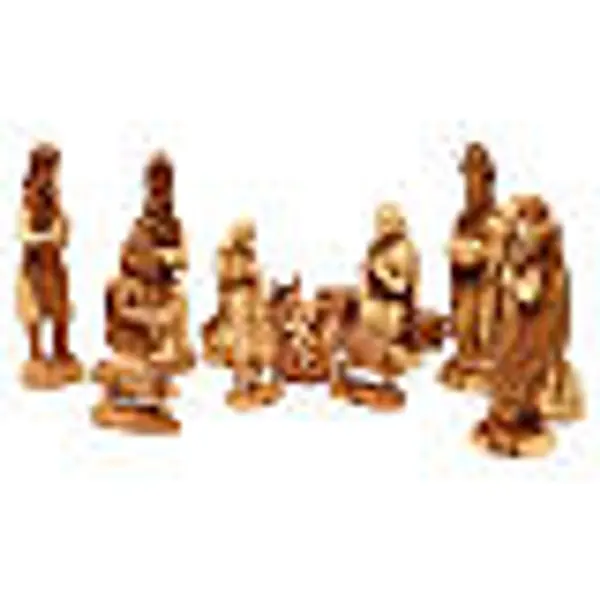 Set Nativité 14 pcs en bois d'olivier de Bethléem 35 cm