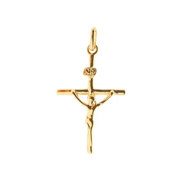 Pendentif croix Plaqué Or et inscription INRI