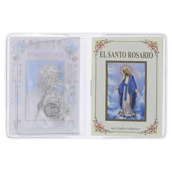Livret « Le Saint Rosaire » Pape Léon XIV avec chapelet en verre, ESPAGNOL