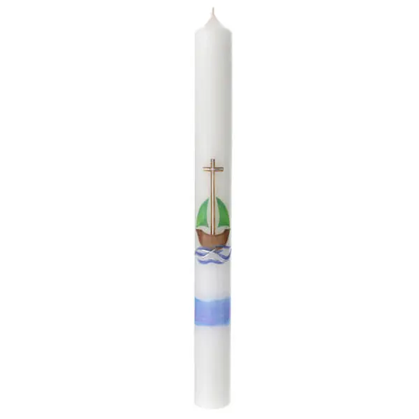 Cierge baptismal bateau avec croix 400x40 mm
