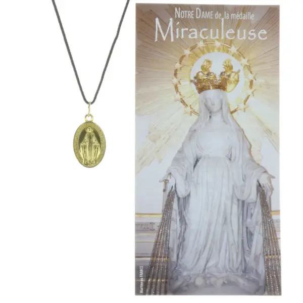 Our Lady of Grace rope necklace with a prayer