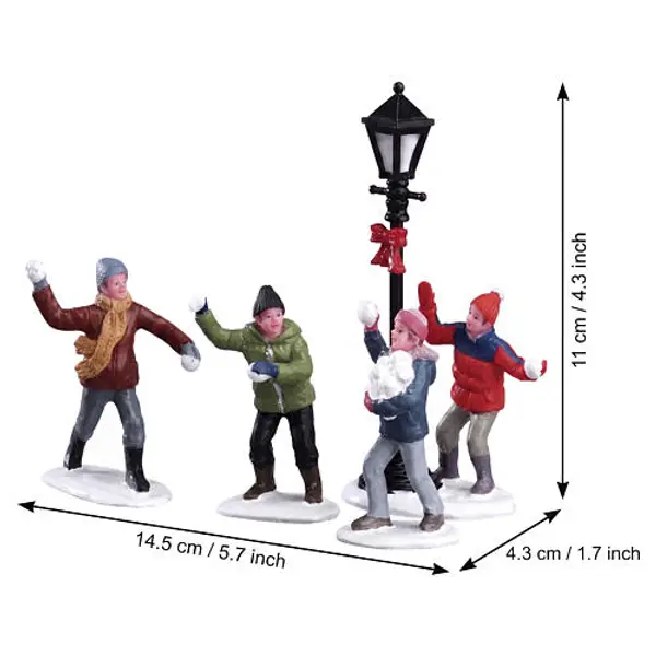 Snowball Fight ensemble de 4 pièces figurine Lemax 10,8x14,5x4,3 cm - 32133