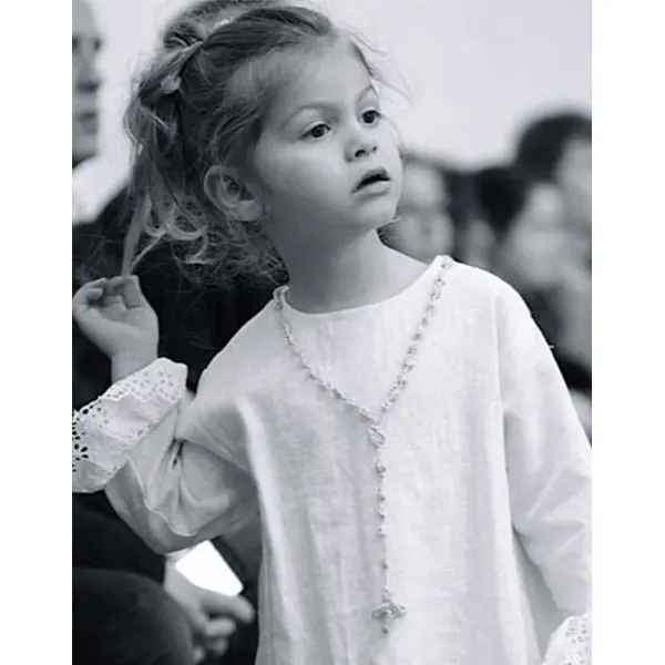 Chapelet douceur lin blanc pailleté - Marie-Lee Ange Doré