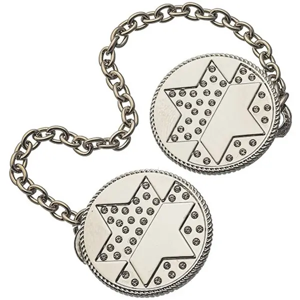 Pinces circulaires pour châle de prière Talith, plaquées nickel - Étoile de David décorative