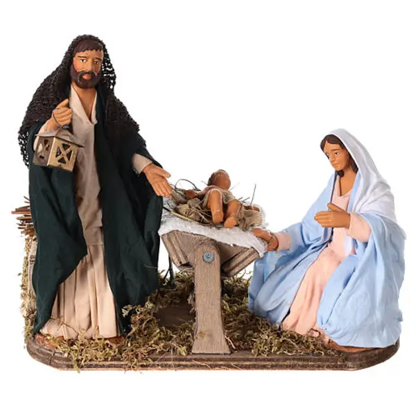 Sainte Famille animée crèche napolitaine 14 cm