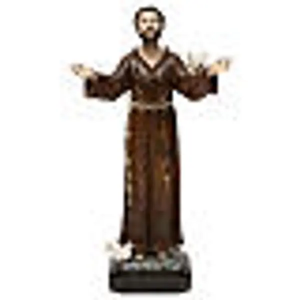 Saint François h 30 cm résine colorée