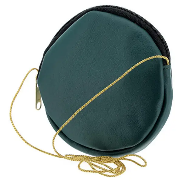 Étui pour patène 12 cm cuir véritable vert Chi-Rho