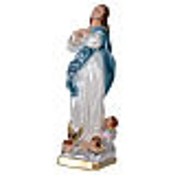Statue en plâtre nacré Vierge avec anges 20 cm