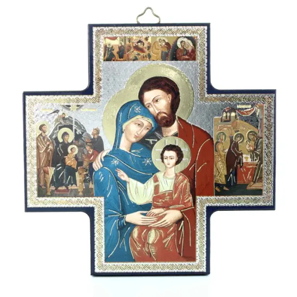 Croix grecque de la Sainte Famille - Bois et Dorure