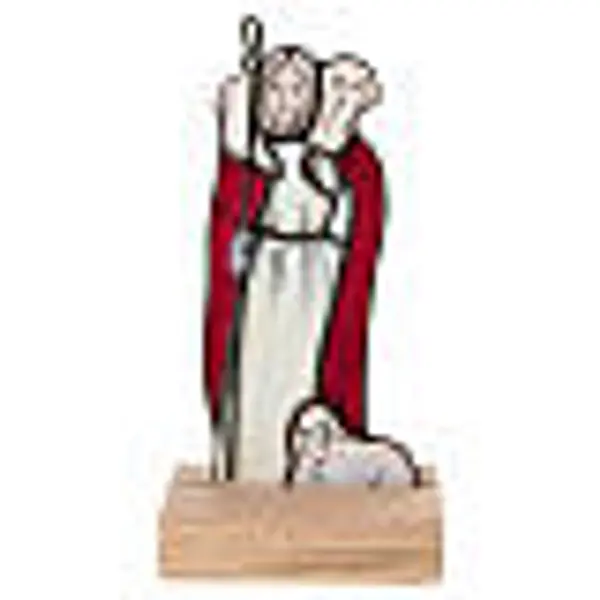Jésus Bon Pasteur de table en verre coloré 16x8,5x7 cm
