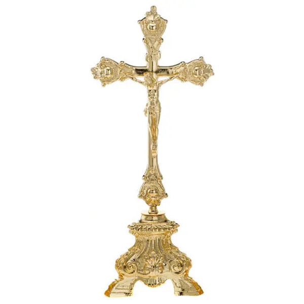 Croix d'autel 45 cm laiton doré style baroque