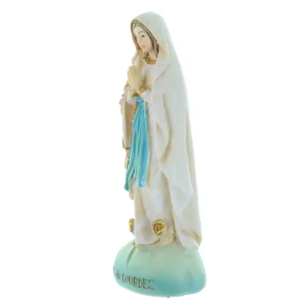 Statue Vierge Marie en résine colorée sur rocher 8 cm