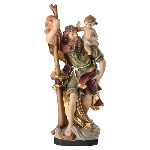 Saint Christophe en bois coloré
